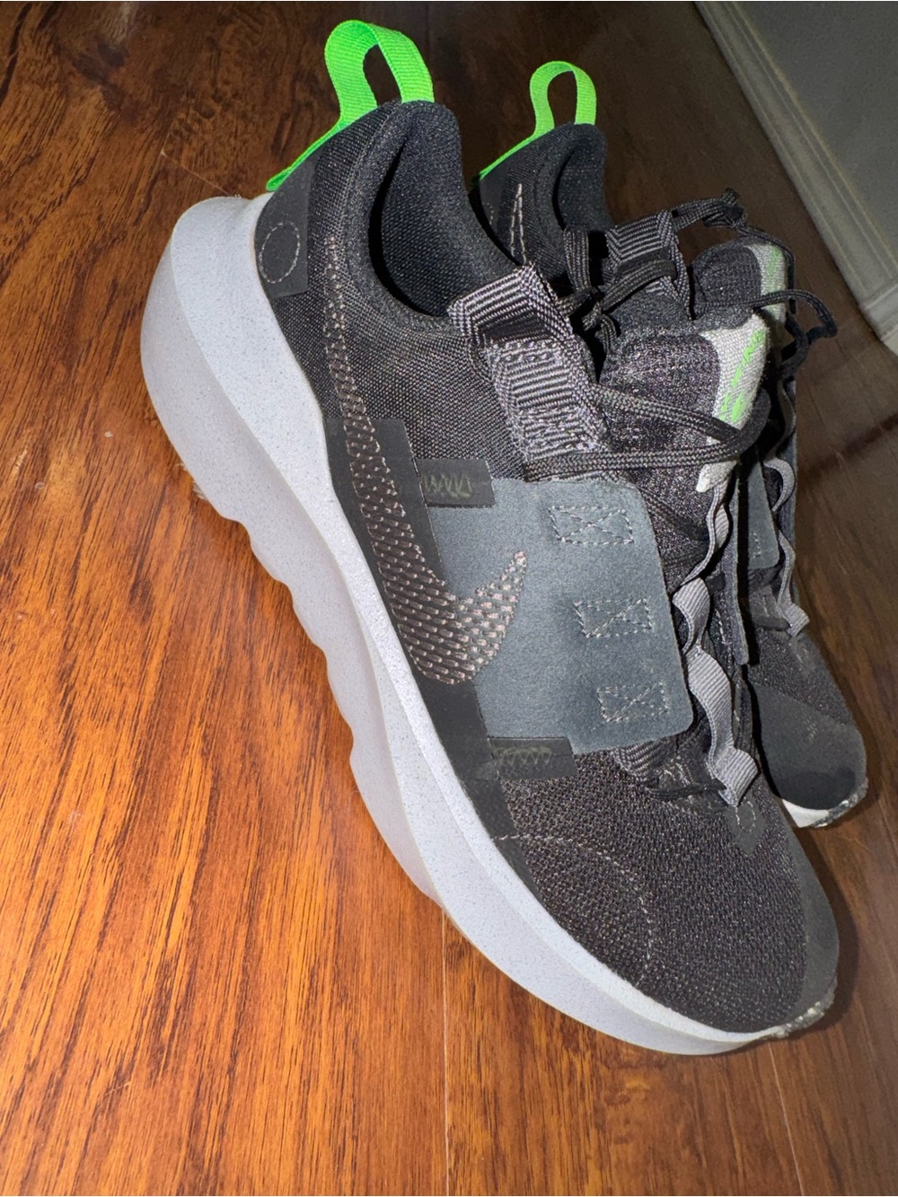 Nike Black Sneakers with Neon Green Heel Tabs